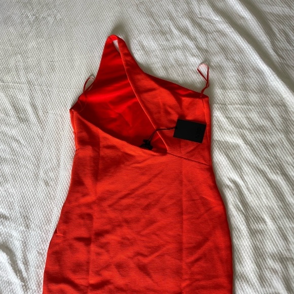 NBD Orange Red Asymmetrical One-Shoulder Bodycon Dress - Picture 7 of 12